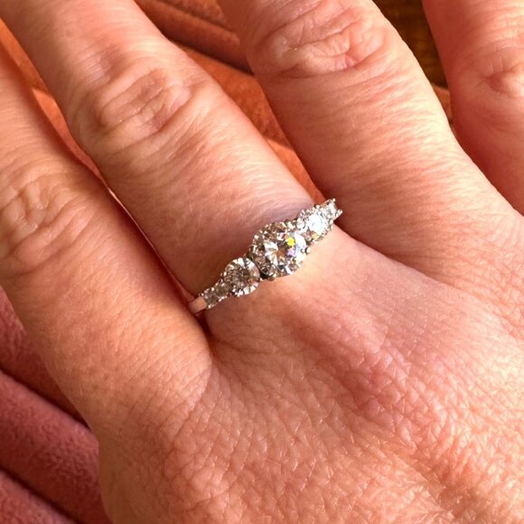 Sterling Silver CZ Ring With Round Cut Trio Stones Elegant Design Size 9 PAJ 925 - Picture 2 of 10